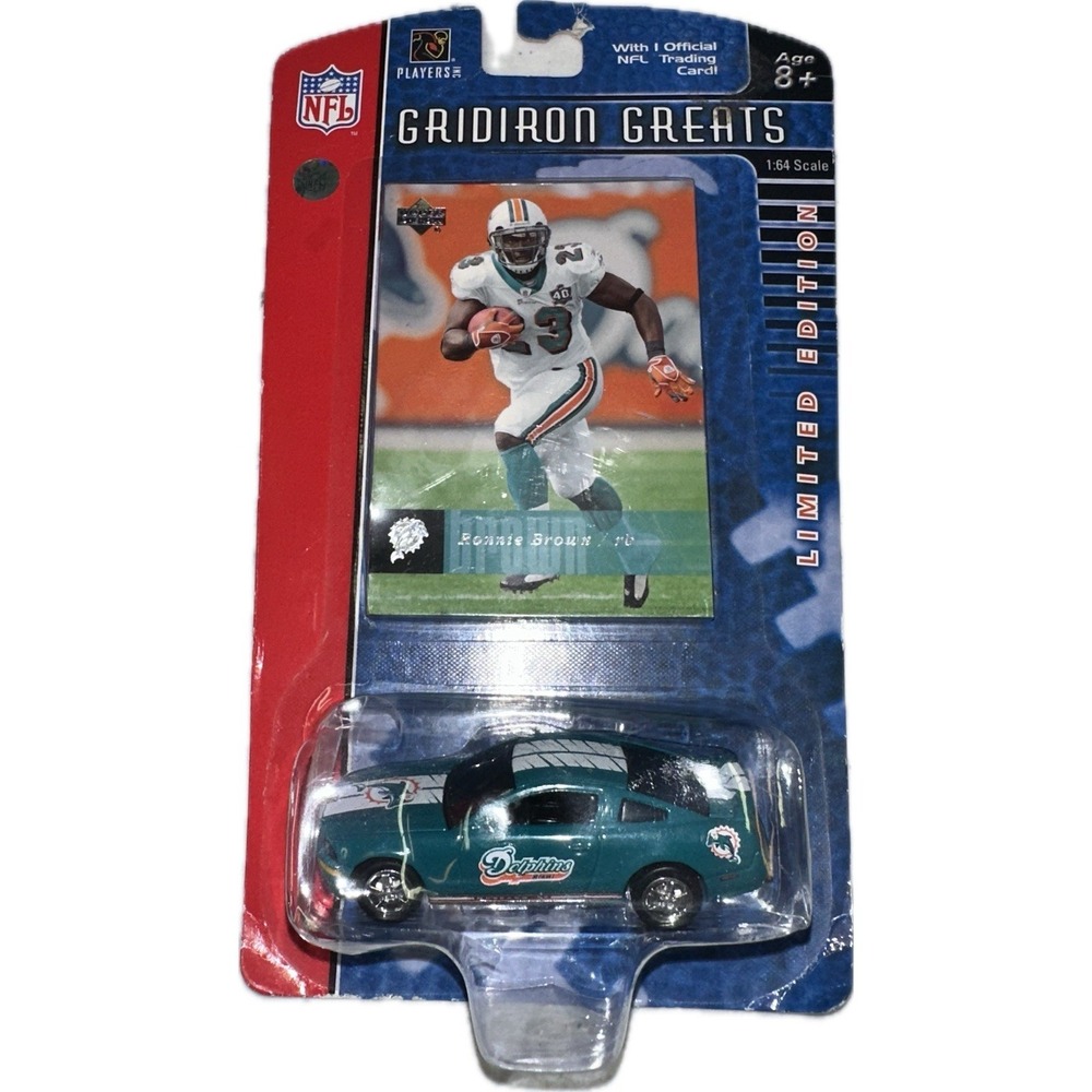 Miami Dolphins Upper Deck Ford Mustang  1:64 + Trading Card  ( NEW 2006 ISSUE )